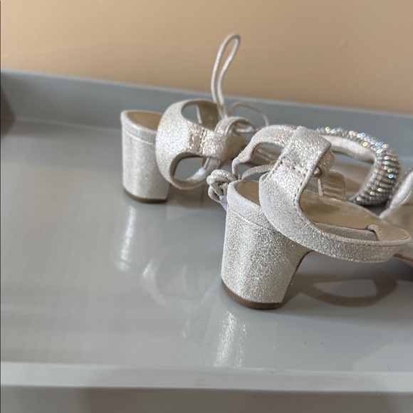 Brand new Loeffler Randall champagne suede sparkly ankle tie sandals. - Picture 5 of 5